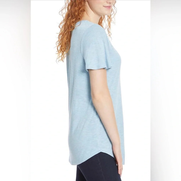 NWT Jessica Simpson Women's Carly Flutter Short Sleeve Tee Shirt Blue - Picture 1 of 3